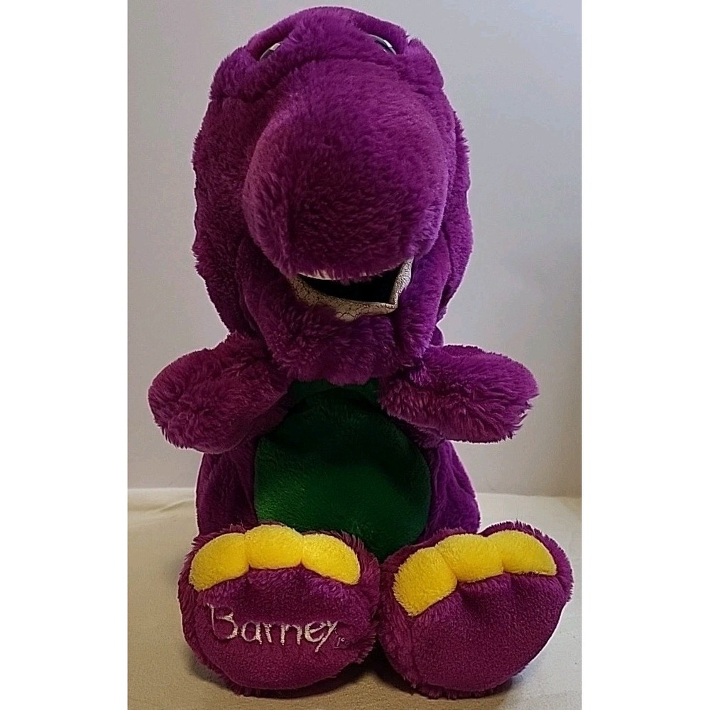 Vtg Barney Dinosaur Plush Puppet Golden Bear Co Lyons Group Purple 15 Inch 1992